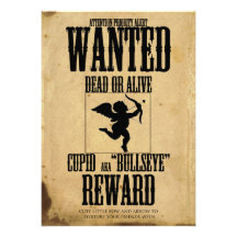 Cupid Wanted Poster Valentine Day Party Invitation