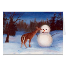 Curiosity Deer and Snowman Card
