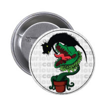 Curious Cat with Carnivorous Plant Button
