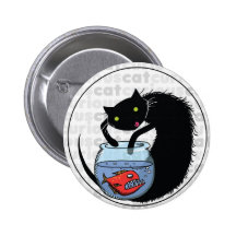 Curious Cat with Piranha Buttons
