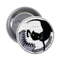 Curious Cat with Trap Pinback Button