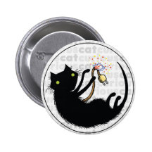 Curious Cat with Wire Pinback Button