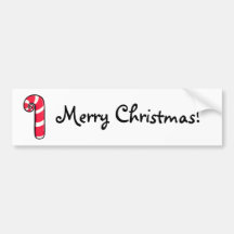 Curly Candy Cane Christmas Bumper Sticker