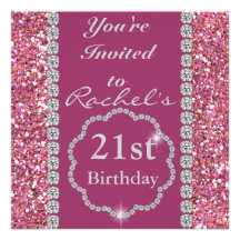Custom 21ST PINK BLING Birthday Invitation