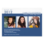 Custom 3 photo blue graduation class of invitation