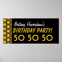 Custom 50th Birthday or Any Year Gold Stars V05 Print