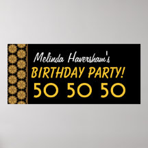 Custom 50th Birthday Party or Any Year Gold Stars Poster