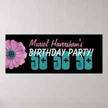 Custom 50th Birthday Party or Any Year Pink Daisy Poster