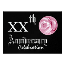 Custom  Anniversary Pink Rose Premium Metallic Custom Invitation