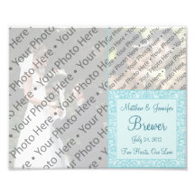 Custom Aqua Wedding Photo Collage Print