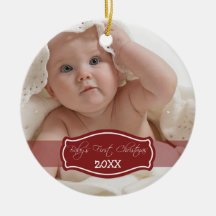 Custom Baby's First Christmas Ornament (red)