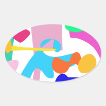 Custom Background Colour Joy Oval Stickers