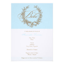 Custom Bebe - Blue French Baby Shower Invitation