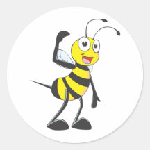 Custom Bee in "Come Here" Hand Gesture Round Stickers
