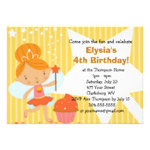 Custom Birthday Party - Fairy Princess Cupcake Personalised Announcement