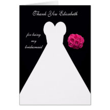 Custom Black Bridesmaid Thank You Card