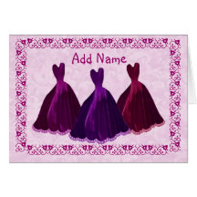 CUSTOM - Bridesmaid Invitation Purple Velvet Gowns Card