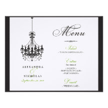 :custom: Chandelier Wedding Reception Menu Personalised Invitations