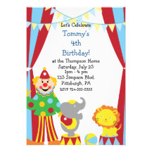 Custom Child Circus Birthday Party Personalised Invites