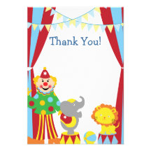 Custom Child Circus Thank You Card Personalized Announcement