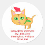 Custom Christmas Santa Cat Address Stickers