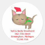 Custom Christmas Santa Tabby Cat Address Stickers
