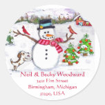 Custom Christmas Snowman Address Stickers