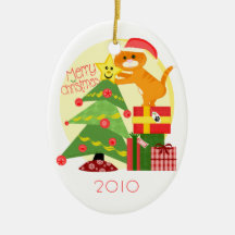 Custom Christmas Tree Ginger Cat Ornament