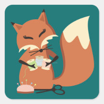 Custom colour sewing notions fox gift tag stickers