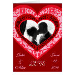 Custom Damask Heart Wedding Thank You Card