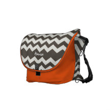 Custom Dk. Grey/White  Chevron Stripe Rickshaw Bag Messenger Bags