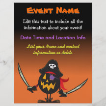 Custom Event Halloween Pirate Pumpkin Full Color Flyer