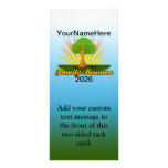 Custom Family Reunion, Green Tree with Sun Rays Personalised Rack Card