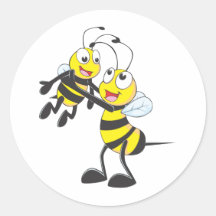 Custom Father Bee Carrying His Son Round Stickers