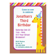 Custom Giraffe Birthday Party Custom Invitations