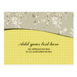 Custom gold grey flowers business postcard
