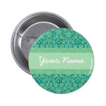 Custom Green Damask Buttons