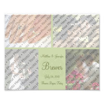 Custom Green Wedding Photo Collage Print w/ Text