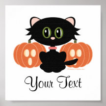 Custom Halloween Black Cat Poster
