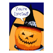 Custom Halloween Pumpkin Witch Party Invitation