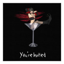 CUSTOM INVITES - Red Wing Fairy Martini Glass