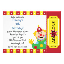 Custom Kids Clown Birthday Party Personalised Announcement
