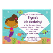Custom Kids Mermaid Birthday Party Personalised Announcements