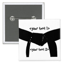 Custom Martial Arts Black Belt Square Button