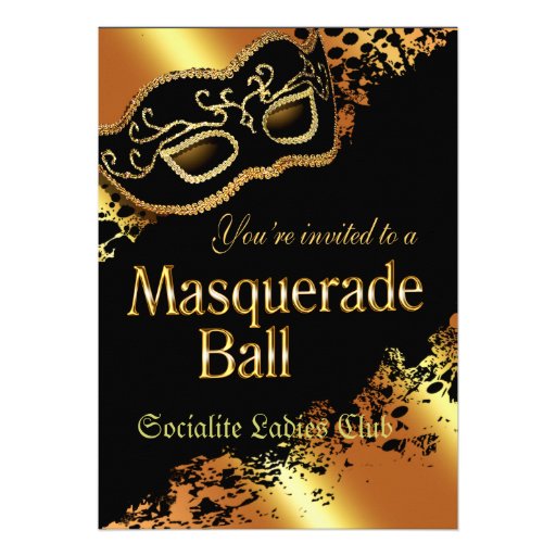 Gold Masquerade Invitations