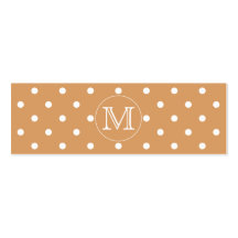 Custom Monogram. Brown Polka Dot Pattern. Business Card