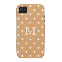 Custom Monogram. Brown Polka Dot Pattern. Case For The iPhone 4