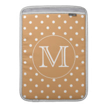 Custom Monogram. Brown Polka Dot Pattern. MacBook Sleeves