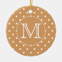 Custom Monogram. Brown Polka Dot Pattern. Ornament