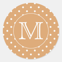 Custom Monogram. Brown Polka Dot Pattern. Sticker